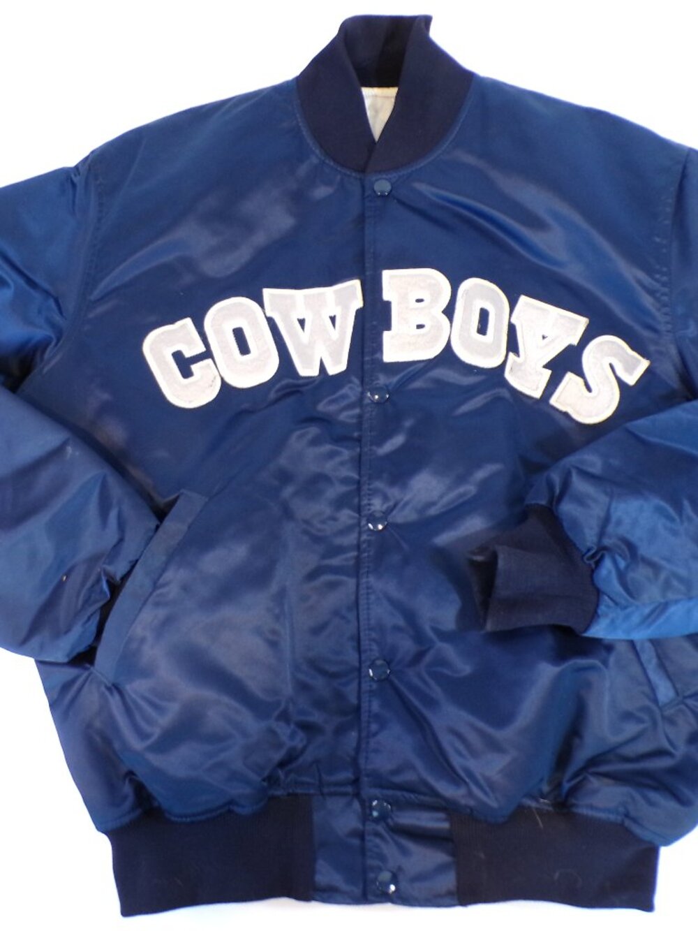 Vintage Starter Dallas Cowboys Jacket Size Large Navy Satin 90s Bomber Pro Line